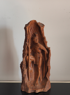 中古夏威夷木雕木雕部落人物摆件