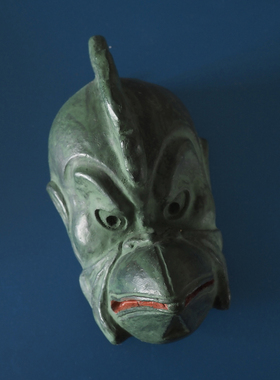 中古日本鸟人摆件陶制雷震子挂件