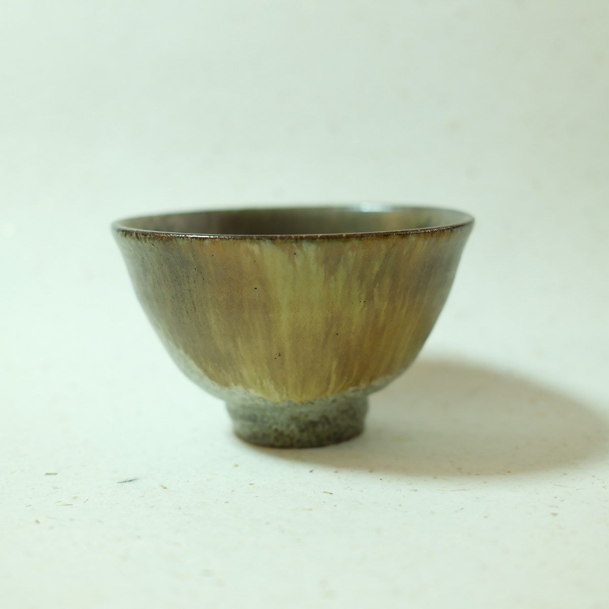 孤品中古日本制益子烧职人手造窑变挂铁釉柴烧陶制茶碗 餐碗