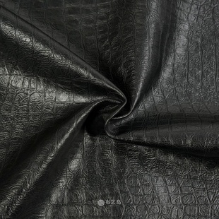 鳄鱼纹黑色pu皮革肌理夹克背景包包布料软皮人造革设计师面料B