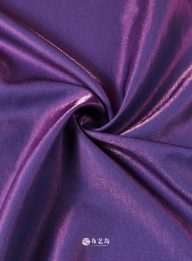 布艺岛紫蓝色光泽琉璃丝麻亚麻缎面时装面料 连衣裙礼服diy布料C