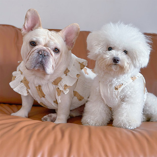 宠物衣服棉日韩猫咪衣服泰迪比熊法斗柯基居家睡衣背心飞袖裙透气