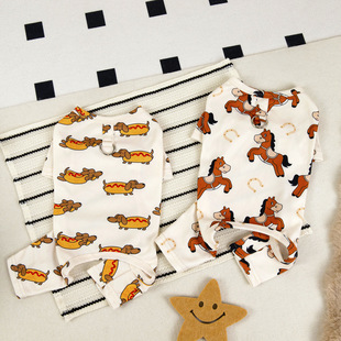 源头工厂25春夏季薄款狗狗四腿裤猫咪泰迪比熊居家服卡通宠物衣服