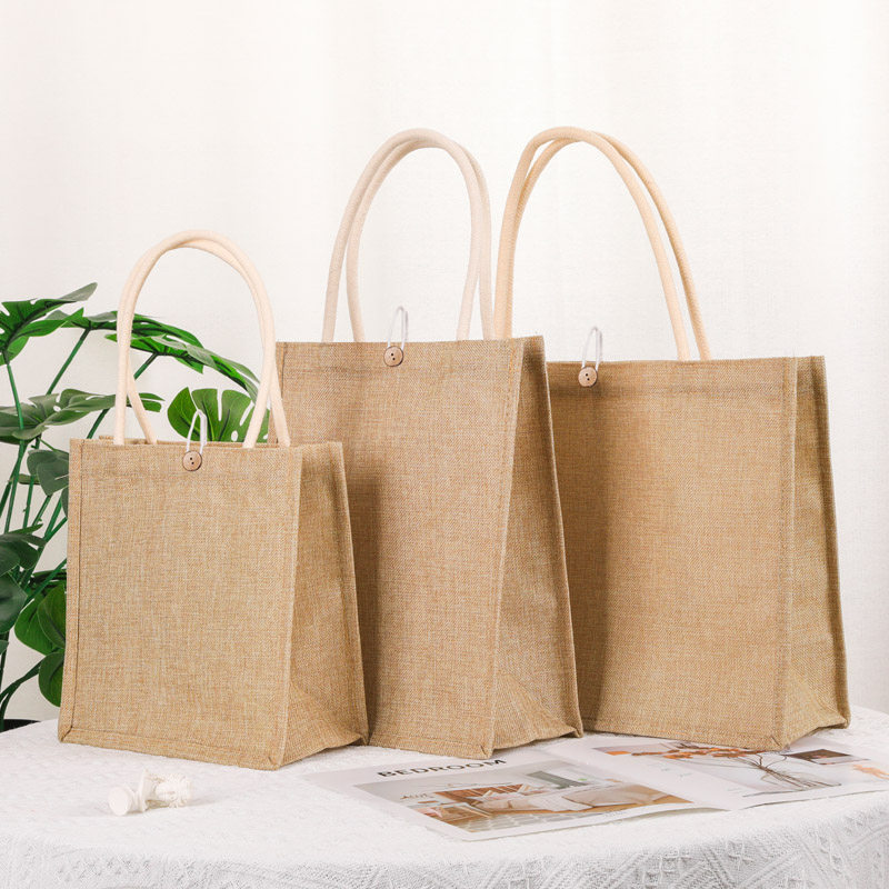 麻布袋定制复古手提袋广告购物logo图案礼品袋通勤手拎袋托特包