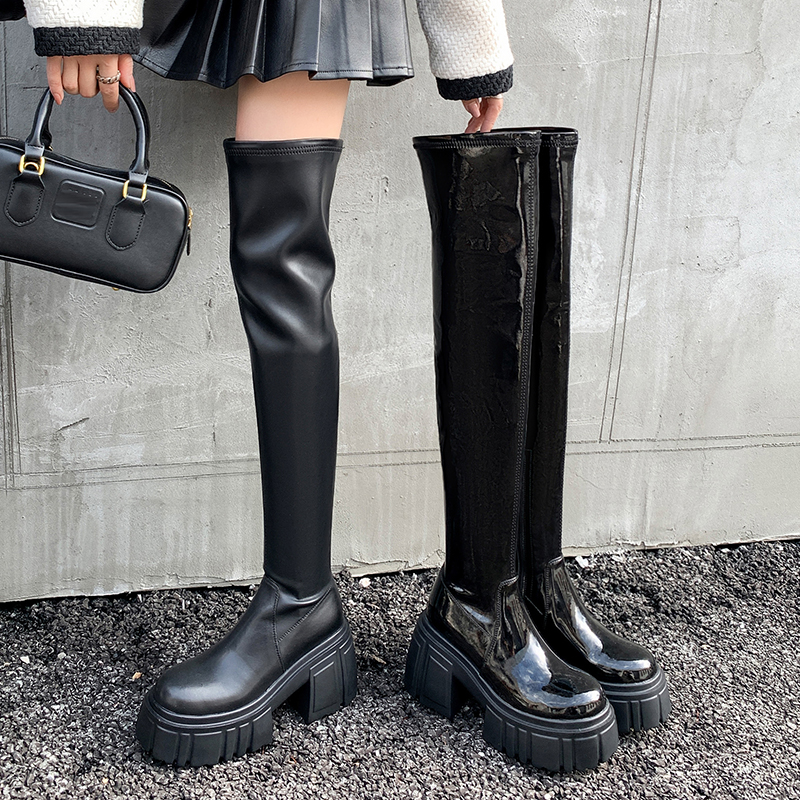 古菲斯奇女鞋厚底长筒靴子过膝盖