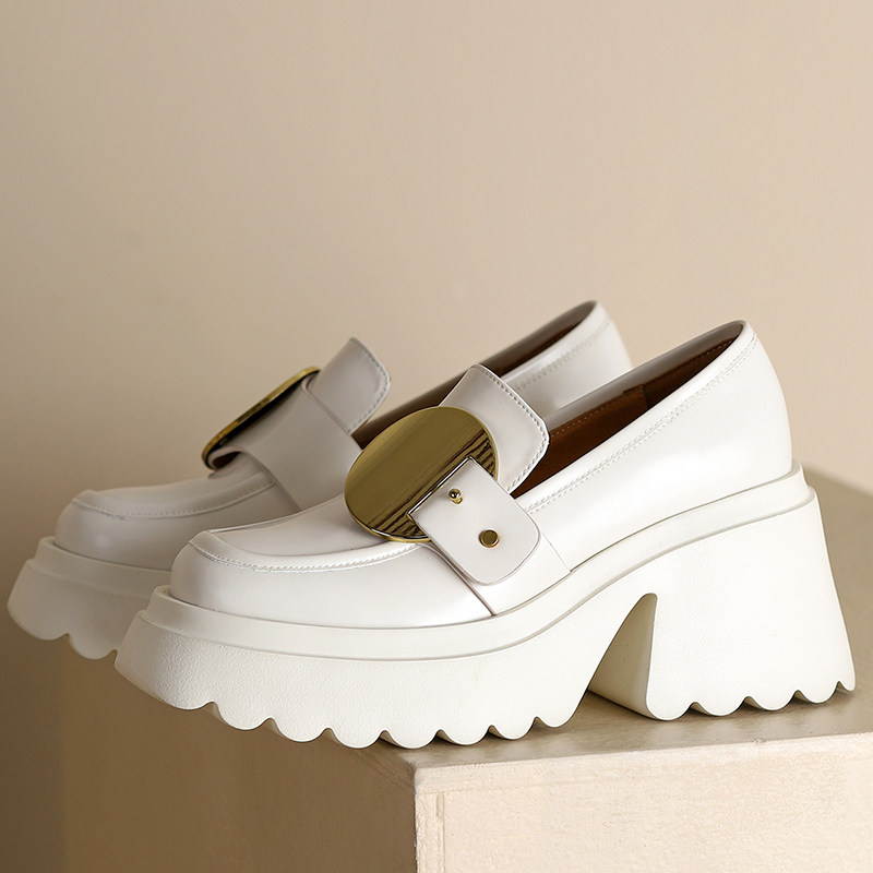 2024新款中性女鞋英伦金属粗跟休闲鞋真皮单鞋松糕厚底懒人鞋漆皮,女鞋,深口单鞋,淘宝优惠券,粉丝福利购,淘宝优惠卷