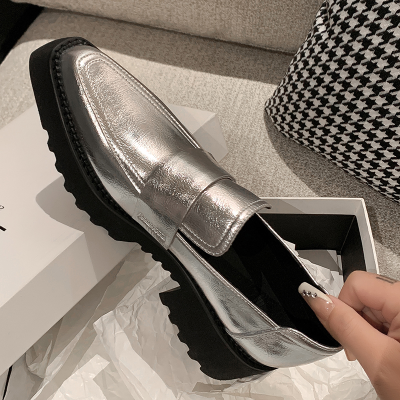 古菲斯奇女鞋粗跟厚底英伦鞋尖头