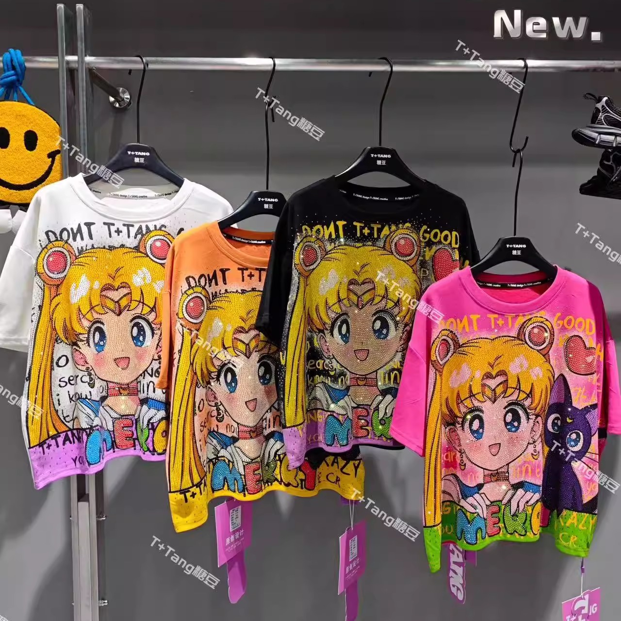 T+潮牌早秋新款重工满钻美少女洋气减龄时尚小个子上衣短袖T恤女