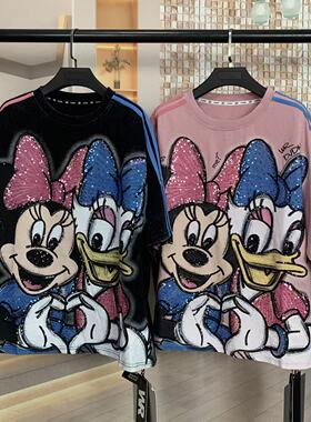 WR潮牌春夏新款重工黛西米妮卡通减龄小个子宽松短袖T恤上衣