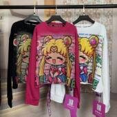 重工烫钻美少女可爱减龄小个子卫衣圆领长袖 潮牌欧货时尚 上衣女