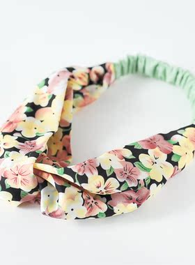 日系碎花韩版头箍浅绿色发带