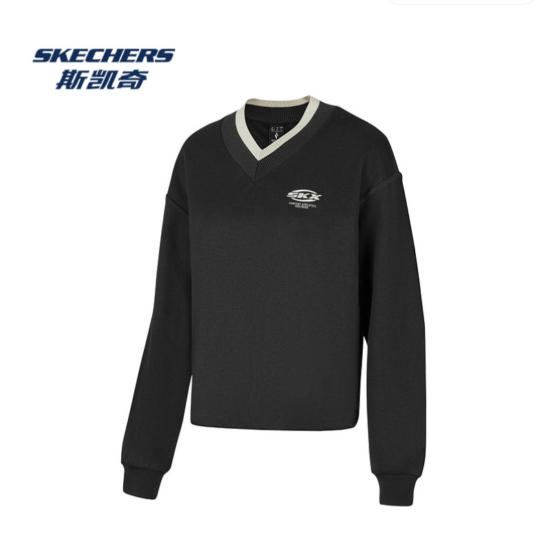 Skechers斯凯奇25新款女款户外运动休闲针织套头衫卫衣P424W102