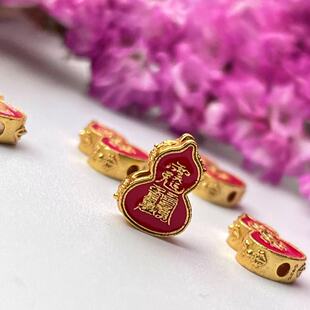 s925古法银配件烧蓝蛇年平安葫芦平安顺遂宝瓶八卦隔珠背云吊坠