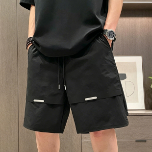 夏日假两件胖哥大号五分裤男中裤加肥加大肥佬裤大码休闲透气短裤