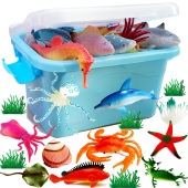 仿真软胶海洋生物儿童认知动物玩具章鱼鲨鱼热带鱼模型教具大礼包