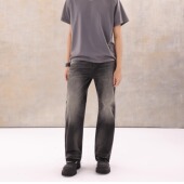 Selfness 长裤 Vintage复古水洗做旧拉须直筒宽松男士 黑牛仔裤