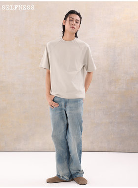 Selfness 25ss Raglan Sleeve双纱棉三本针插肩袖圆领短袖T恤Tee
