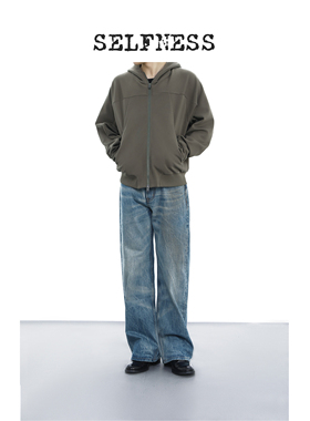 SELFNESS丨机能轻量化舒柔弹力混纺云感保暖加绒男士拉链连帽卫衣