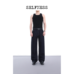 SELFNESS 红边赤耳靛蓝Riri拉链直筒原牛牛仔裤 已脱浆软化不缩水