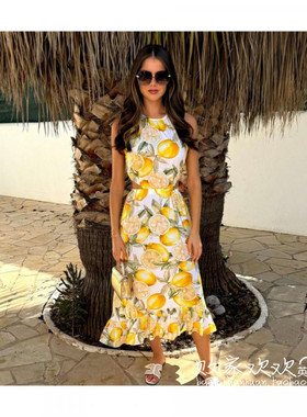 英国代购正品03.24 名品NL 女装新款 时尚水果长款百搭连衣裙