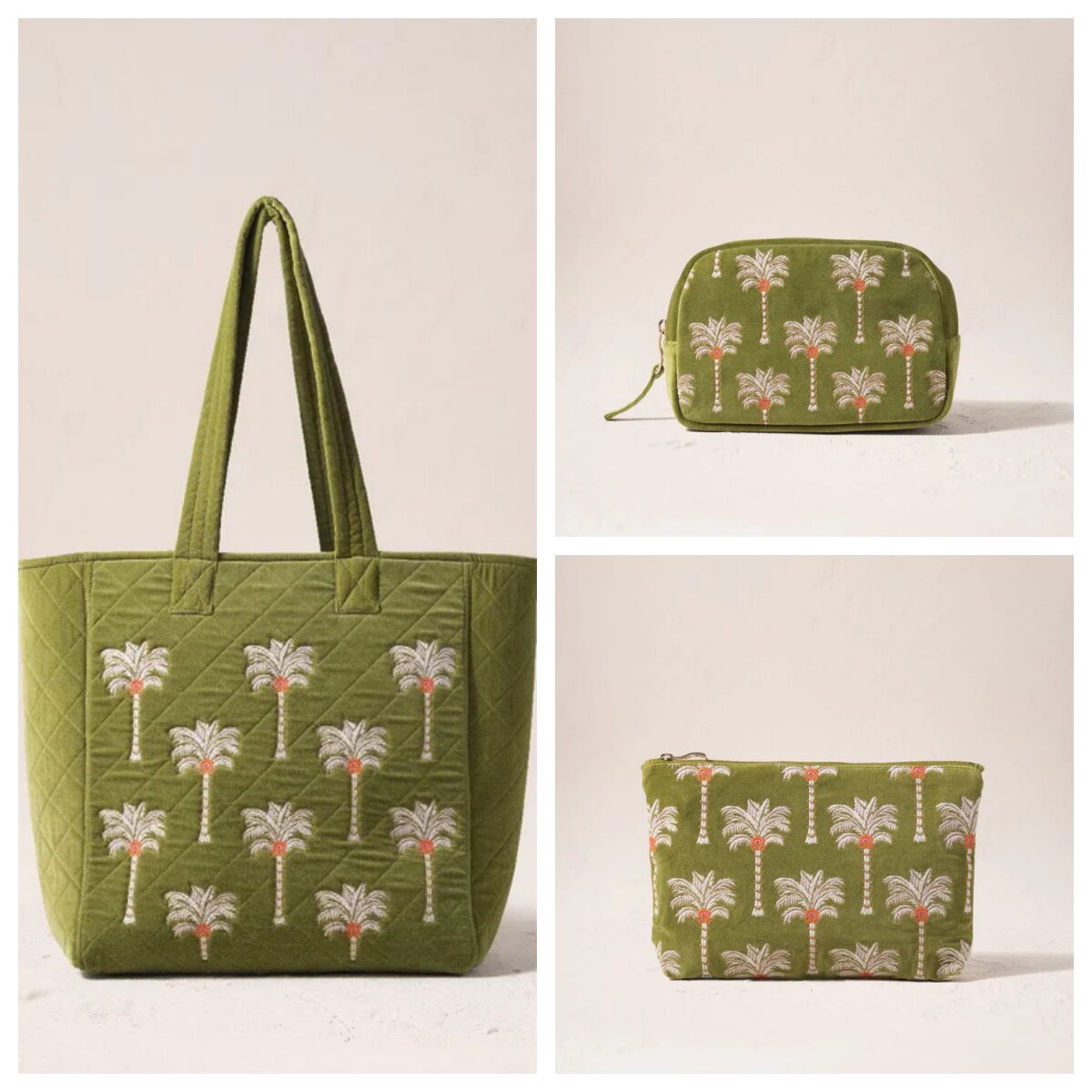 英国代购正品07.16 Palms Velvet Everyday 棕榈树刺绣化妆包提包
