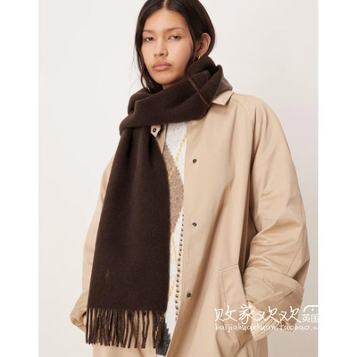英国代购正品10.31 2025潮流导向 饰品新款 深色流苏长款保暖围巾