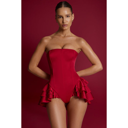 英国代购正品09.10 名品ohpolly 女装新款 抹胸多层短款连衣裤