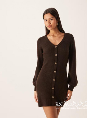 英国代购正品10.08 2025潮流导向 女装新款 单排扣迷笛百搭连衣裙