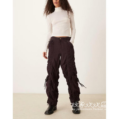 英国代购正品12.08 2025潮流导向 女装新款 潮牌褶皱工装裤子