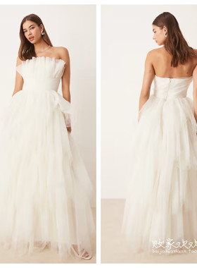 英国代购正品07.08 2025潮流导向 女装新款 抹胸薄纱礼服款连衣裙