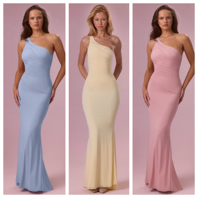 英国代购正品04.02 名品ohpolly 女装新款 单肩鱼尾裙摆连衣裙