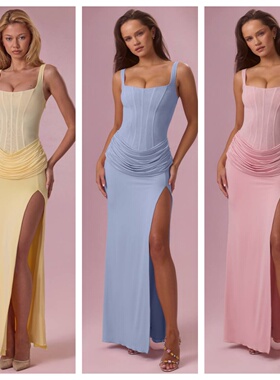 英国代购正品04.02 名品ohpolly 女装新款 设计束腰遮肚连衣长裙