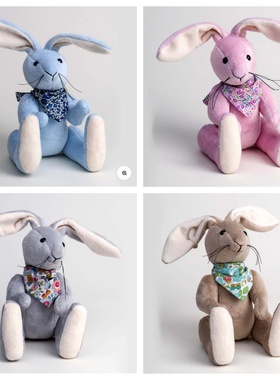 英国代购正品01.03 Arlo 纯手工 系碎花围巾的兔子 毛绒玩偶 限量