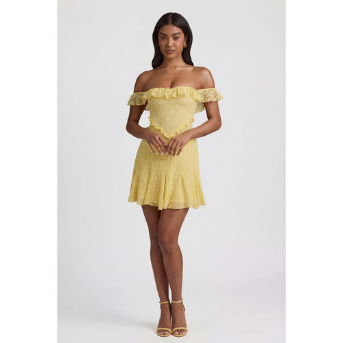 英国代购正品09.09 名品ohpolly 女装新款 蕾丝一字肩迷人连衣裙