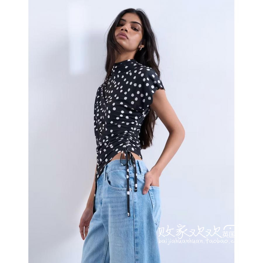 英国代购正品11.21 2025潮流导向 女装新款 休闲标志深色短袖T恤