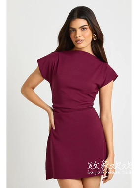 英国代购正品12.12 名品Boohoo 女装新款 时尚设计迷笛百搭连衣裙