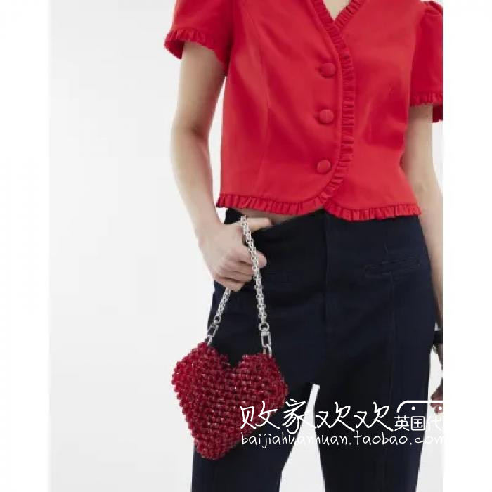英国代购正品04.26 名品ER 女包新款 爱心串珠设计手提包