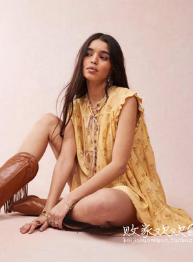 英国代购正品08.01 2025潮流导向 女装新款 碎花宽松迷人连衣裙