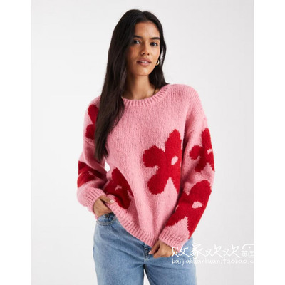 英国代购正品11.04 2025潮流导向 女装新款 花朵针织长袖舒适毛衣