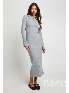 英国代购正品12.13 名品Boohoo 女装新款 时尚针织长款连衣裙