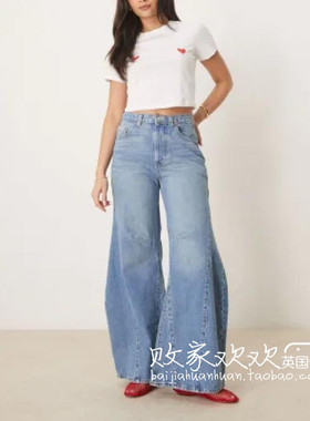 英国代购正品07.04 2025潮流导向 女装新款 休闲阔腿舒适牛仔裤