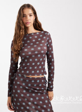 英国代购正品10.08 2025潮流导向 女装新款 时尚波点长袖打底衫