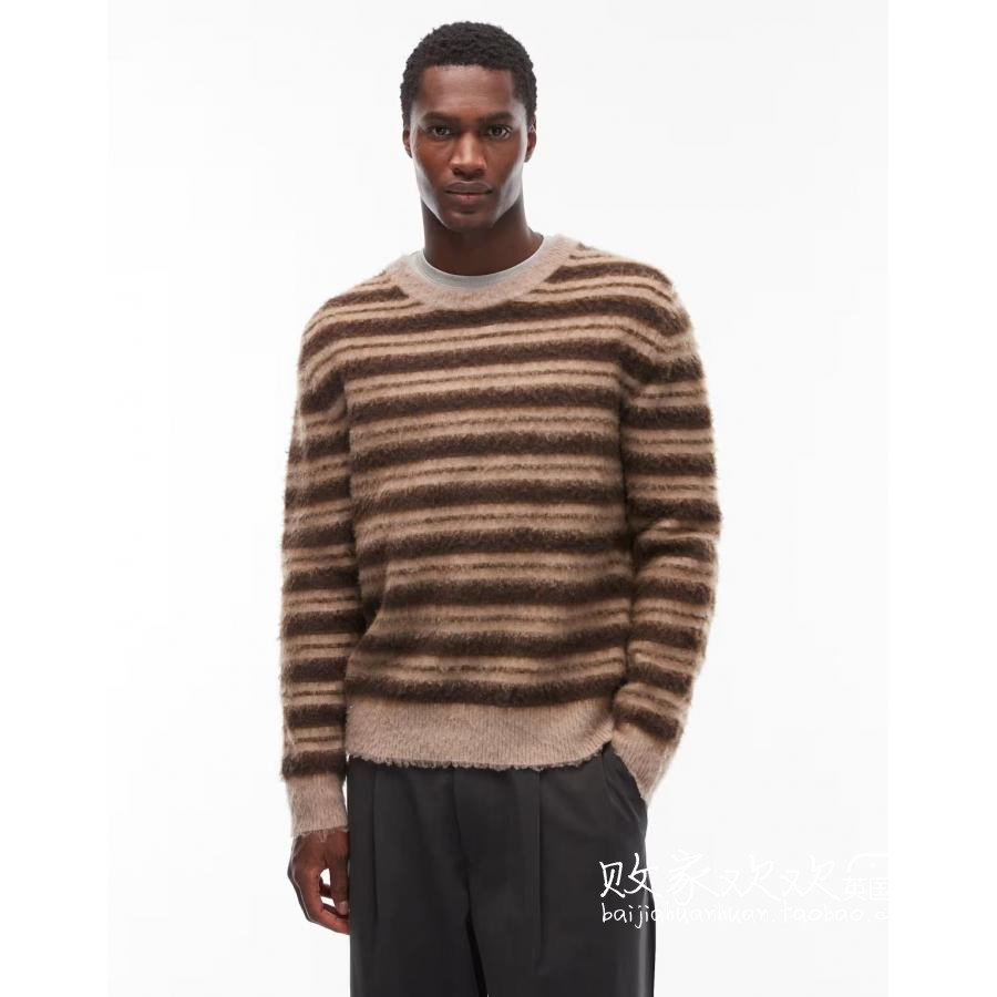英国代购正品11.26 2025潮流导向 男装新款 休闲横纹针织长袖毛衣