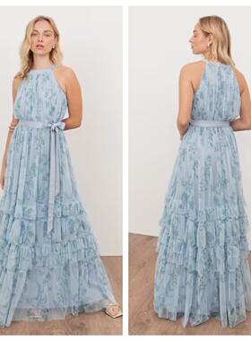 英国代购正品01.12 2026潮流导向 女装新款 设计碎花长款连衣裙