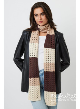 英国代购正品12.13 名品Boohoo 饰品新款 设计拼接针织长款围巾