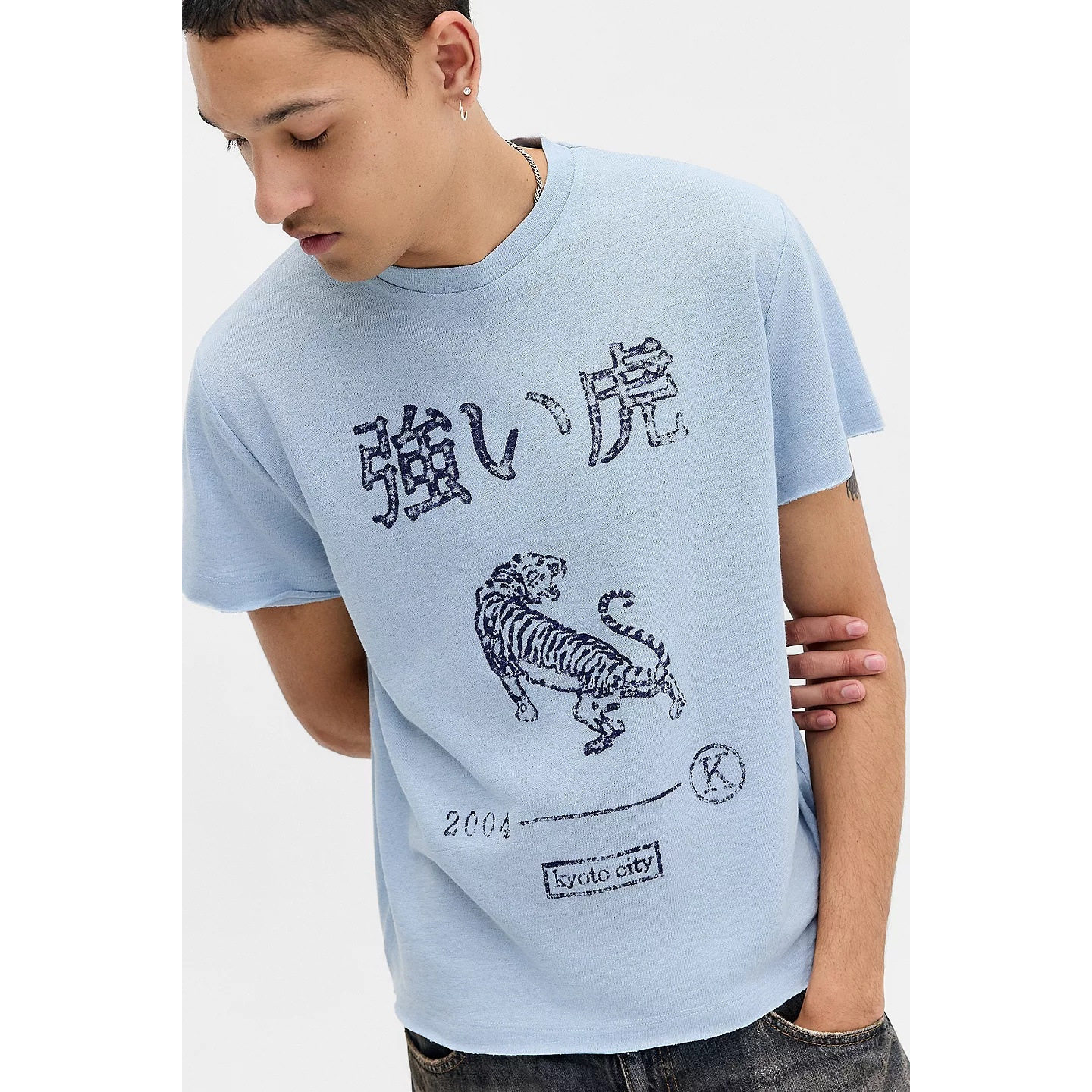 英国代购正品07.16 名品UO 男装新款 潮牌老虎图案短袖舒适T恤
