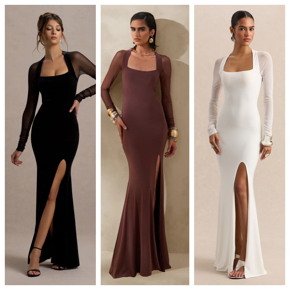 英国代购正品03.26 名品CL 女装新款 性感方玲长款修身连衣裙多色