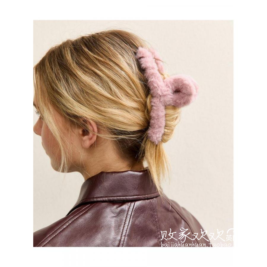 英国代购正品11.29 名品NL 饰品新款 时尚毛绒设计一字抓夹