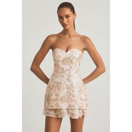 英国代购正品09.09 名品ohpolly 女装新款 抹胸亮片花设计连衣裙