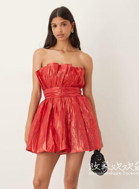 英国代购正品09.01 2025潮流导向 女装新款 抹胸褶皱迷人连衣裙